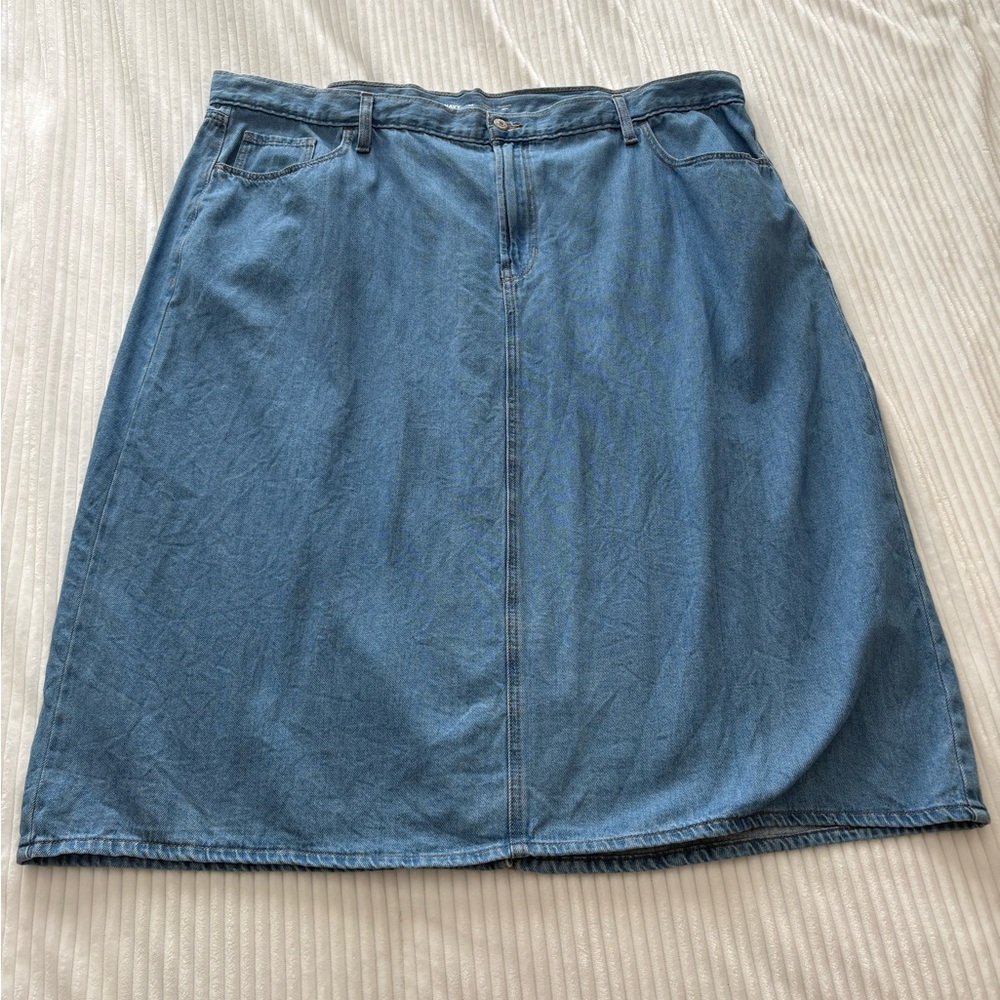Plus Size 24 Blue Denim Skirt High Rise